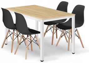 Jedálenský stôl TESSA svetlý dub so štyrmi stoličkami OSAKA čierne