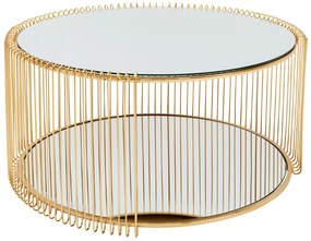 Wire Double konferenčný stolík Ø80 cm mosadzný