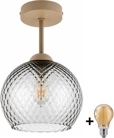 BRILAGI - LED Prisadený luster R GLASS 1xE27/60W/230V pr. 25 cm béžová/dymovo-šedá
