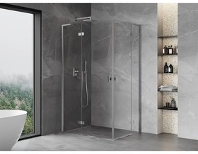 Mexen Mist-H L Duo, 2-krídlový sprchový kút 90 x 75 cm, číre sklo, chrómový profil, 8A5L-090L-075P-01-00