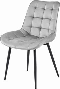 Jedálenská stolička BERA zamatová strieborná / čierne nohy