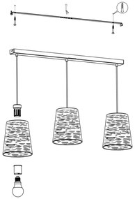 Eglo 99438 - Luster na lanku SEGEZIA 3xE27/40W/230V