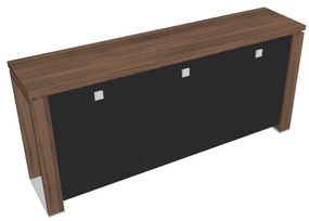 Nízka skriňa Verno+ S 200 x 46 x 90 cm, sklenené dvere, orech / čierna