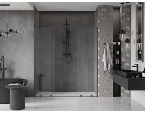 Mexen Velar Duo, posuvné sprchové dvere do otvoru 180 cm, 8mm číre sklo, brúsený grafit, 871-180-000-02-95