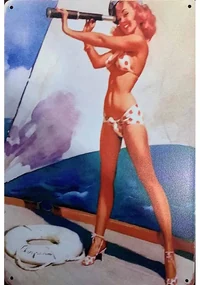 Ceduľa Sexi žena s ďalekohľadom