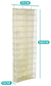 Závesný organizér obuvi, 160x55x16 cm - Béžový