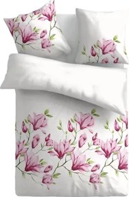 Obliečky Emerald, biele s ružovými kvetmi%