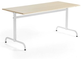 Stôl PLURAL, 1600x700x720 mm, HPL - breza, biela