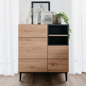 Skrinka 2-dverová Nola, dub artisan/čierna