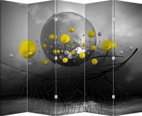 Paraván - Žlté abstraktné gule (210x170 cm)
