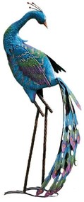 Záhradná kovová figúrka Peafowl, 78 cm, modrá