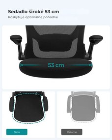 Kancelárska stolička ERGO so sklopnými podrúčkami, max. 120kg, čierna SongmicsHome