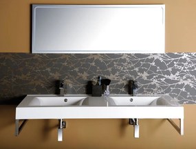 Sapho Sapho, FLAVIA dvojumývadlo 160x50cm, liaty mramor, biela, 68164