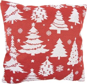 Bielo-červený dekoračný vankúš so snehovými vločkami - 44*44*4 cm