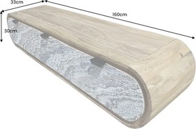 Dizajnový závesný TV stolík Callison 160 cm akácia / vzor kameň