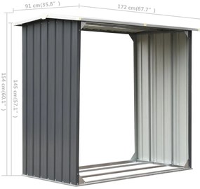 Záhradná kôlňa na drevo z pozinkovanej ocele 172x91x154 cm sivá