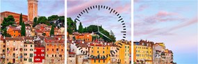 Obraz - Rovinj, Chorvátsko (s hodinami) (90x30 cm)