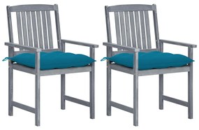 Záhradné stoličky s podložkami 2 ks, sivé, akáciový masív 3061259