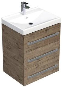 Kúpeľňová skrinka s umývadlom SAT Cube Way 60x76,5x46 cm dub Wellington mat CUBE46603DWVER, 1 ks