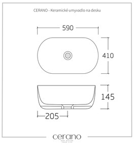 Cerano Deno, keramické umývadlo na dosku 590x410x145 mm, imitácia mramoru, CER-CER-428440