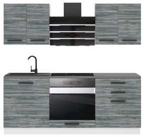 Kuchynská linka Belini Premium Full Version 180 cm šedý antracit Glamour Wood s pracovnou doskou MARY