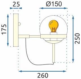 Toolight - Nástenná lampa E27 60W APP910-1W, zlatá, OSW-06678