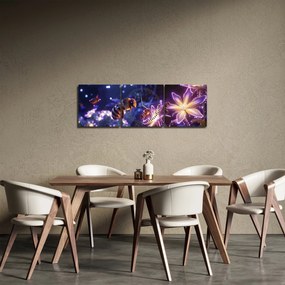 Obraz - Včelia lúka III. (s hodinami) (90x30 cm)