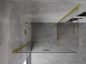 Mexen Mist-F Duo, skladací sprchový kút 85 x 70 cm, číre sklo, zlatý matný profil, 8A6-085L-070P-55-00