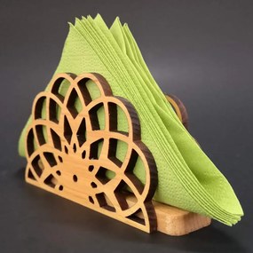 AMADEA Drevený stojanček na obrúsky v tvare mandaly, masívne drevo, 12,3x6,5x3,5 cm