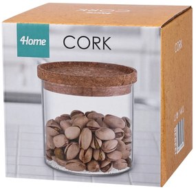 4Home Sklenená dóza na potraviny s vekom Cork, 450 ml, 450 ml
