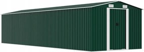 vidaXL Záhradná kôlňa, zelená, 257 x 779 x 181 cm, galvanizovaná oceľ