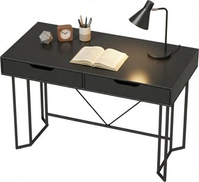 HOMCOM písací stôl s 2 zásuvkami, moderný kovový rám pre domáce kancelárie a spálne — 120 × 60 × 77 cm, čierny | Aosom