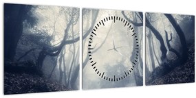 Obraz - Les v hmle (s hodinami) (90x30 cm)