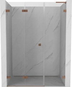 Mexen Lunar-F, L skladacie ľavé sprchové dvere 140 cm, 8mm číre sklo, medený matný profil, 836SL-140-050-65-00-L