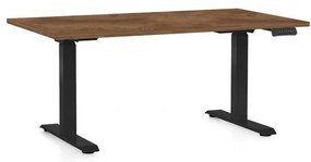 Výškovo nastaviteľný stôl OfficeTech C, 120 x 80 cm, čierna podnož, dub silverjack