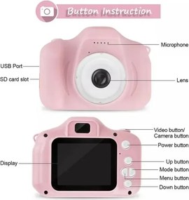 Dětský digitální fotoaparát se silikonovým obalem v podobě kočičky - růžový