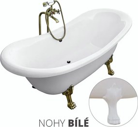 Besco Voľne stojaca vaňa zo sanitárneho kompozitu Amelia 190x77 s prepadom BESCO-Typ výpuste: Click-Clack s prepadom, chróm, BESCO-Nôžky: Chróm