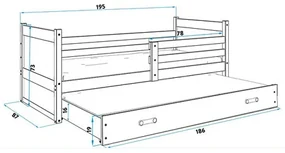 Detská posteľ s výsuvnou posteľou RICO 190x80 cm Ružová Biela