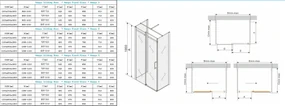 Mexen Omega, 3-stenný sprchovací kút s posuvnými dverami 160 (dvere) x 80 (stena) cm, 8mm číre sklo, chrómový profil, 825-160-080-03-00