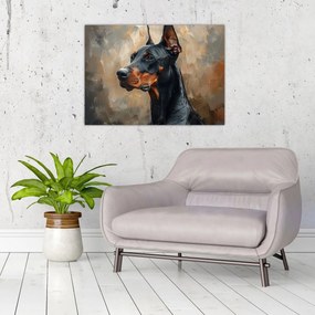 Sklenený obraz - Portrét Dobermana (70x50 cm)