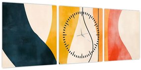 Obraz - Minimalistická farebná ilustrácia II. (s hodinami) (90x30 cm)