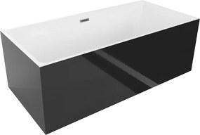 Mexen Nita, voľne stojaca vaňa 170 x 80 cm, biela-čierna, brúsený grafit prepad, 52091708075-95