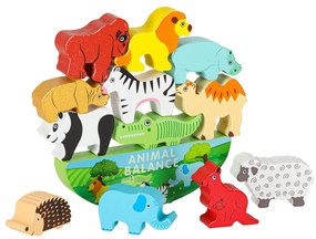 KIK Drevená balančná hra Safari – Montessori puzzle so zvieratkami