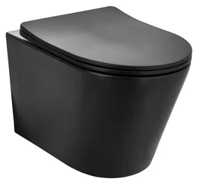 Gamma Mut, závesná WC misa 48x37 cm Rimless s pomaly padajúcim sedadlom, čierna matná, GMA-MUT201-BK