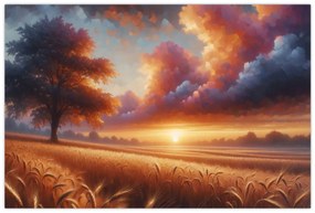 Obraz – Západ slnka na poli (90x60 cm)