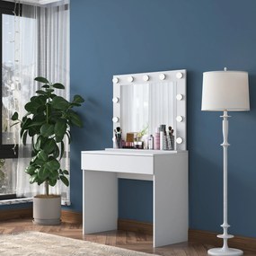 Minimalistický toaletní stolek Alisson II s LED zrcadlem bílý