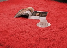 Protišmykový koberec SHAGGY červený