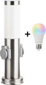 Brilagi-LED RGBW vonkajšie svietidlo so 2 päticami 1xE27/9W/230V 40 cm IP44 matný chróm