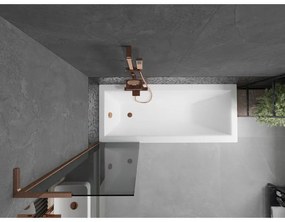 Mexen Next L, 1-krídlová vaňová zástena 50 x 150 cm, 6mm šedé sklo, ružové zlato profil, 895-050-000-03-40-60