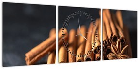 Obraz škorice (s hodinami) (90x30 cm)